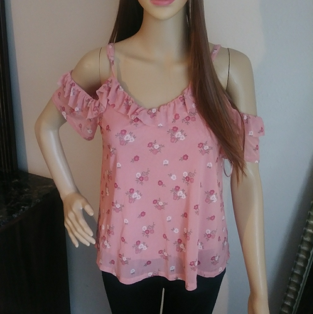 Pink floral blouse